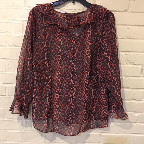 Vintage Selene Sport Sheer Animal Print Top - Picture 6 of 8